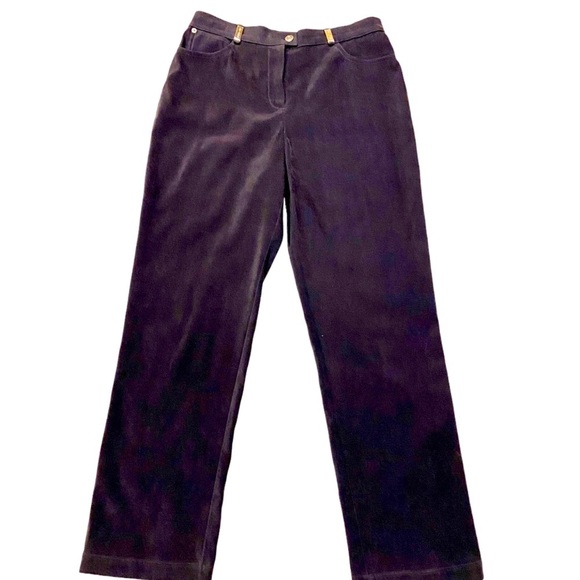 St John by Marie Gray Brown Gold Accent Tailored Straight Leg Trousers Pants Sz8 - Picture 3 of 16